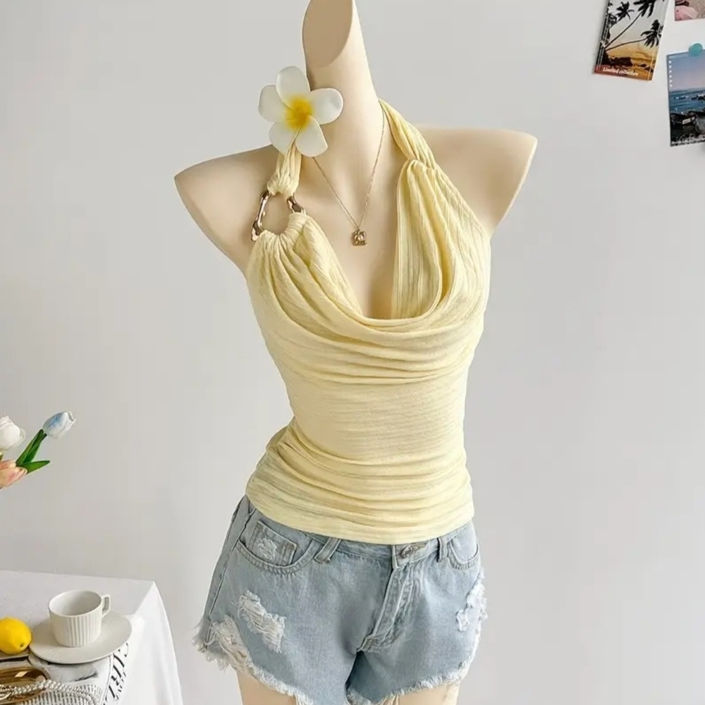 Yellow Halter Neck Top